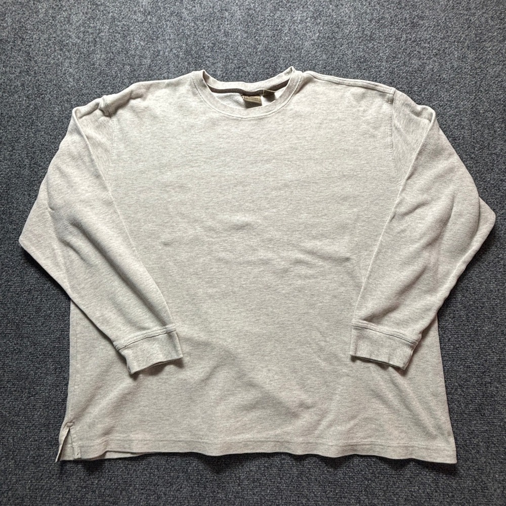 LL Bean Mens XXL Regular Oatmeal‎ Waffle Knit Thermal Long Sleeve Shirt 0KB12